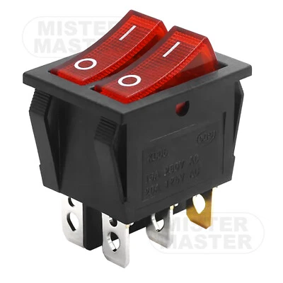 INTERRUTTORE A BILANCIERE  ON-OFF DOPPIO ROSSO LUMINOSO DA INCASSO 6 CONTATTI - Image 1 of 4