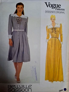 Dress Shawl Collar Bow 14 Vogue 2888 Sewing Pattern VTG Bellville Sassoon Button - Picture 1 of 6