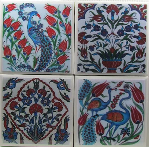 Sottobicchieri Piastrelle Ceramica - Set di 4 Fiori - (Acquista 2 Set Qualsiasi - Ottieni 1 Set Gratis) -A - Foto 1 di 7
