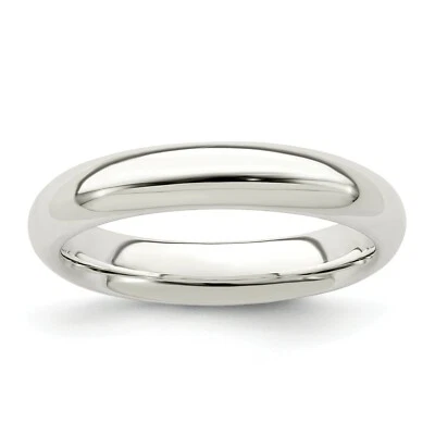 Sterling Silver Polished 4mm Comfort Fit Unisex Wedding Band Sizes 4 to 13.5 - Image 1 of 4