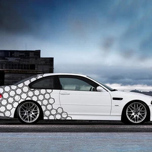 Honeycomb Graphics Waist Line Sticker Hexagon Vinyl Car Body Decal Decorative - Picture 1 of 11