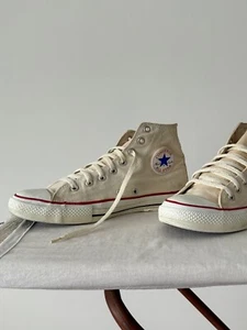 Vintage 70s/80s Converse Chuck Taylor Made In USA White High Top Sneakers US 10 - Picture 1 of 11