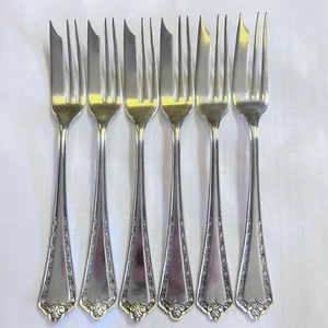 1915 Hampden 6 Pie Forks Wm Rogers & Son AA Silverplate Rare - Picture 1 of 11