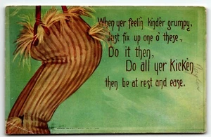 Postcard Pants Stuffed with Straw When yer feelin' kinder grump, just fix up - Picture 1 of 2