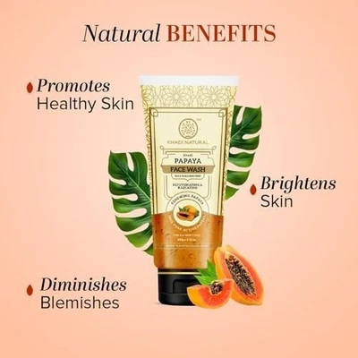 Khadi Papaya Herbal Face Wash Brightens Skin Reduces Dark Spots 100ml Foto 1 de 4