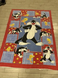 Looney Tunes Sylvester & Tweety Fleece Throw Blanket Cartoon Warner Bros Red - Picture 1 of 8