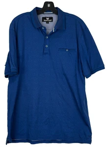 Polo Buttercloth uomo GRANDE blu cotone tasca elasticizzata - Foto 1 di 8