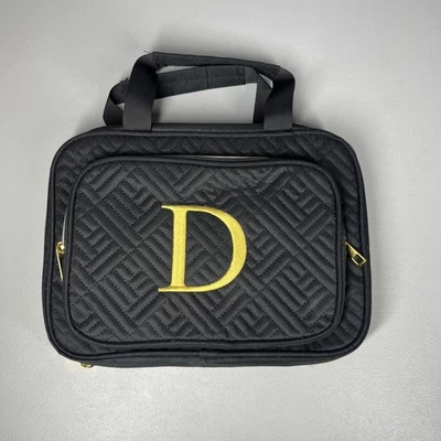 Bolsa de Viaje Cosmética Maquillaje Artículos de Aseo Negra "D" Monograma Colgante Cremallera Completa + Bolsa Foto 1 de 4