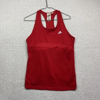 Adidas Climalite Racerback Tank Tops Cherry Red Built In Bra Women Sz L Gym Yoga Foto 1 de 4