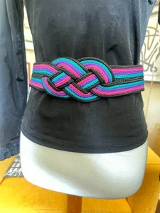 Vintage Womens Colorful Rope Knot Belt Sz 36 inch Hook and Loop 80s 90s Retro - Picture 1 of 5