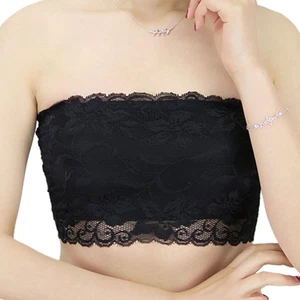 Fashion Floral Lace Strapless Orchid Pattern Boob Bandeau Tube Tops Bra for - Picture 1 of 4