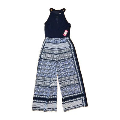 Nuevo con etiquetas Mono Vince Camuto Mujer 8 Halter Estampado Abstracto Pierna Ancha Informal Viaje Foto 1 de 4