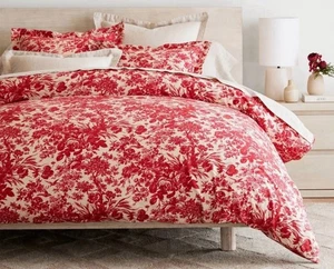 NUEVO Edredón Pottery Barn Sorrel Toile King/Cal King ROJO y 2 fundas King Nuevo con Etiquetas - Imagen 1 de 5
