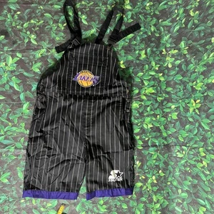 Vintage Starter Los Angeles Lakers Pinstripe Overalls Mens Size large Rare - Picture 1 of 13