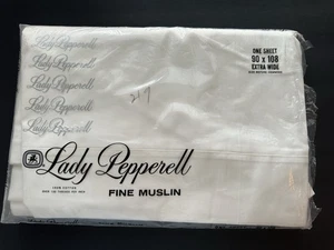 Lenzuolo piatto Lady Pepperell Queen nuovo con scatola bianco cotone mussola 90X108 made in USA - Foto 1 di 7