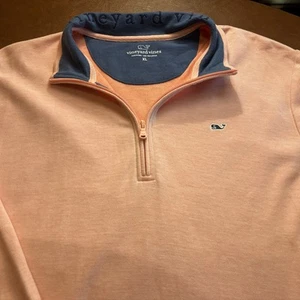 Vineyard Vines Sweater Mens XL Pink 100% Pima Cotton 1/4 Zip Pullover Whale Logo - Picture 1 of 7