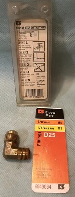 3/8M Flare x 1/4M & 3/8M NPT Brass 90° Elbow-Lot of 31- Pipe Fitting #9049064&6 - Image 1 of 4