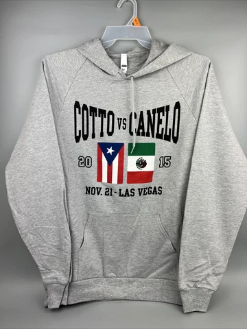 Gray Hoodie Sweatshirt Cotto VS Canelo 2015 L New made in usa Boxing Cover