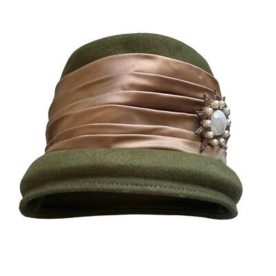 老式 • 帽子 Glenover 毛毡古董水桶羊毛帽胸针优雅蒸汽朋克 — 第 1/4 张图片