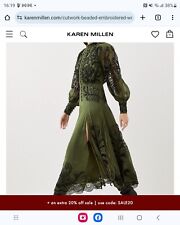 Karen Millen Size 8 Green Cutwork Beaded Embroidered Woven Maxi Dress Sold Out  