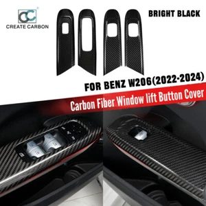4pcs Door Window Lift Button Cover Real Carbon Fiber For Benz W206 2022+(LHD) - Picture 1 of 8