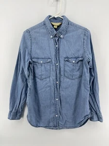 Camisa Blusa Top Mujer Roebuck & Co Cambray Abotonada Talla Mediana Azul Denim - Imagen 1 de 8