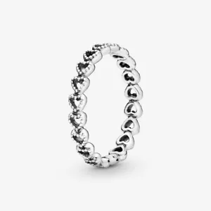 PANDORA Ring 925 Sterlingsilber Gereihte Herzen poliert Breite 3,3 mm 190980 - Bild 1 von 5