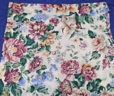 3 Rose Floral on Cream Cottagecore Curtain Panels Unlined Poly Cotton 40x83" - Image 1 of 2
