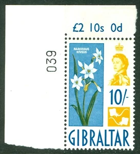 SG 172 Gibraltar 1960. Ejemplo marginal esquina amarilla y azul 10/-. Sin montar... - Imagen 1 de 1