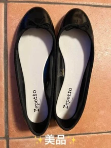 repetto Round Toe Flat Pumps Size 40 Black Ballet Shoes USED Japan Free Ship - Picture 1 of 3