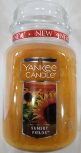 Yankee Candle SUNSET FIELDS Large Jar 22 Oz Yellow Orange New Wax Floral - Picture 1 of 4