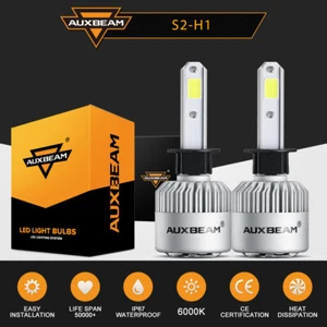 AUXBEAM H1 LED Headlight Bulbs Conversion Kit 6000K Super Clear White Lamps 72W - Picture 1 of 12
