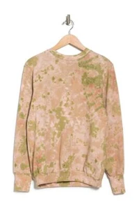 AFRM Womens M Munroe Printed Crew Neck Sweatshirt Blush Olive Tie Dye Pullover - Picture 1 of 3