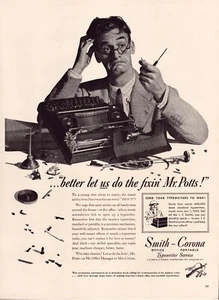 Print Ad Smith Corona Typewriter 1942 WW2 Full Page Large Magazine 10.5"x13.5" - Picture 1 of 1