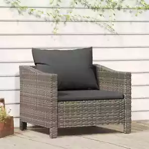 Patio Armchair with Cushion Gray Poly Rattan vidaXL - Picture 1 of 8