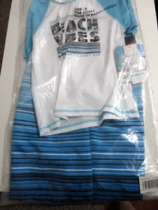 NWT Big Chill Boy’s 6 Beach Vibes Rash Guard shirt TOP Swim TRUNK Shorts LOT $42 - Picture 1 of 5