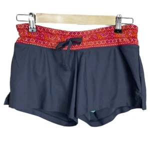 Athleta Short Shorts Size XS Gray Pink Orange Trim Drawstring Side Slits - Picture 1 of 9