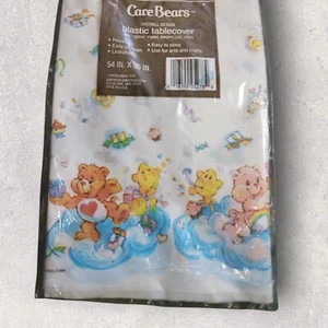 Tovaglia vintage anni 80 Care Bears nuova con scatola 54x96 arcobaleno decorazione festa compleanno - Foto 1 di 3