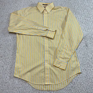 Lands End Mens Dress Shirt sz 15.5 Yellow Striped Non Iron Long Sleeve Button Up - Picture 1 of 12