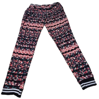 Joggers para mujer Rue 21 negros con bolsillos rosas/rojos flores cintura elástica talla mediana Foto 1 de 4