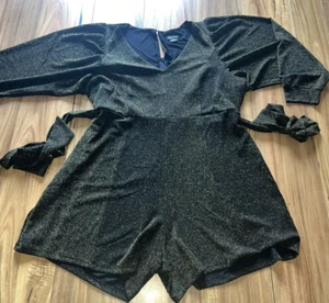 City Chic Long sleeved Stunning Black Playsuit with Gold thread size XL - as new - Picture 1 of 5