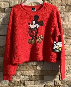 Disney Juniors Fleece Pullover Top Mickey Mouse Red Size Medium (7-9) NWT - Picture 1 of 5