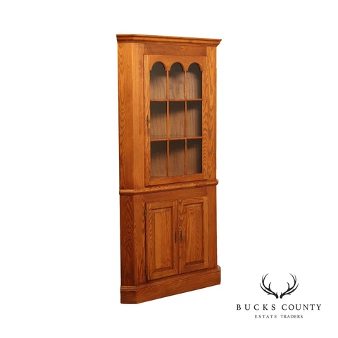 L. Hitchcock Traditional Vintage Oak Corner Cabinet Cover