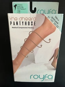 Royfa Compression Socks - Sheer Pantyhose - Closed Toe - 20-30mmHg - Large Nude - Picture 1 of 3