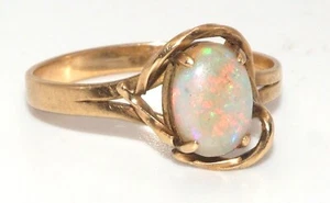 Vintage 10k Gelbgold ovaler Solitär Ring Gr. 7 (Neu) - Bild 1 von 12