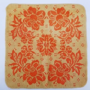 Paño de lavado vintage floral naranja y dorado 14" x 13,5" Fieldcrest paño - Imagen 1 de 6