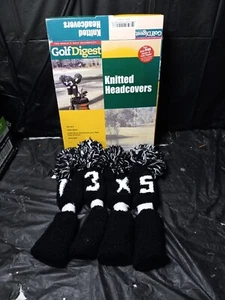 Vintage Golf Digest Knitted Headcovers Pom Poms Set Of 4. New Old Stock. - Picture 1 of 6