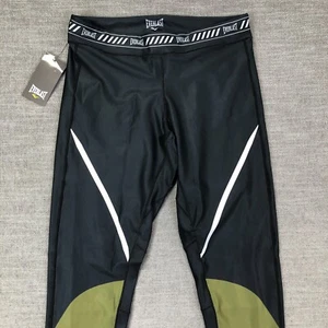 New! Everlast Leggings Womens L Black Green Compression - Picture 1 of 12