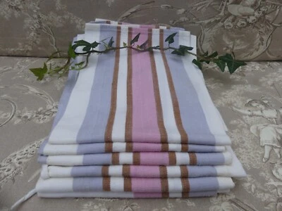 6 Torchons anciens french fabric RARE couleurs rose violine bon état 61X48cm - Photo 1/3