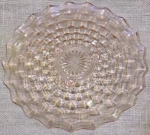 1930s Art Deco Pink Cubist Modern Jeannette Glass Footed Cake Tray 12.5" Round - Picture 1 of 4